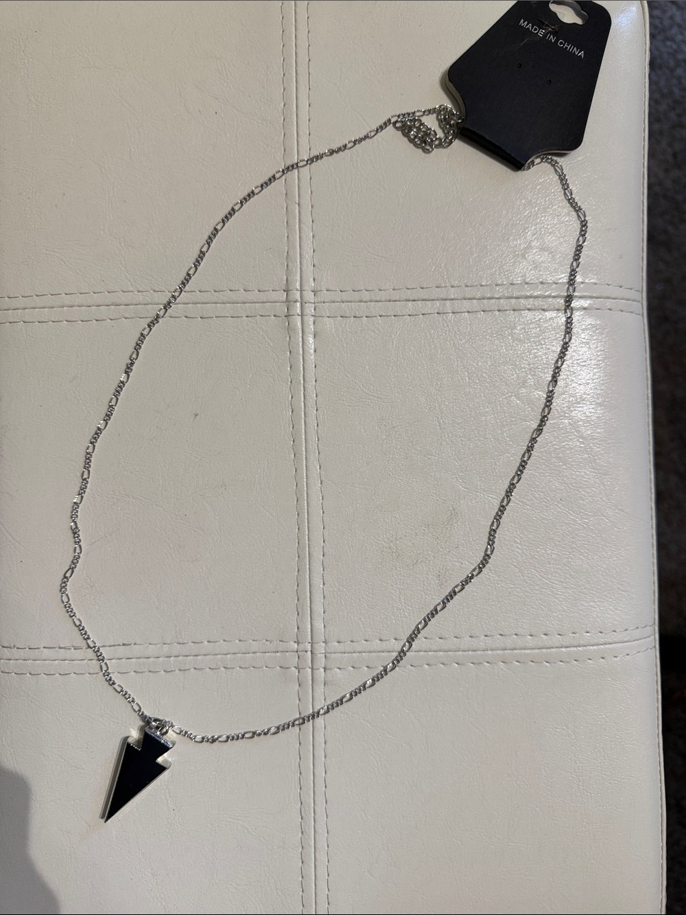 Silver Necklace with Black Arrowhead Pendant - Women Jewelry